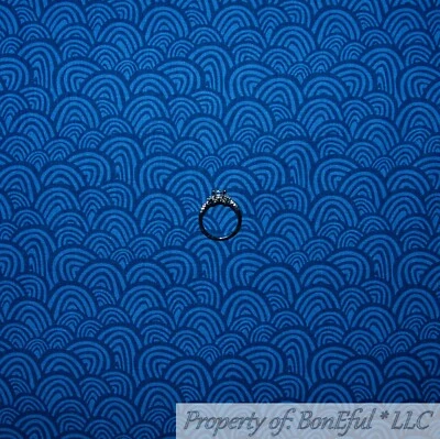 BonEful FABRIC FQ 棉被海军蓝水波海浪条纹美国 — 第 1/4 张图片