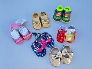 Baby Girls 6 Pair shoes Sneakers Crib Wedding SZ 1 0-6M Champion Little Me - Picture 1 of 9
