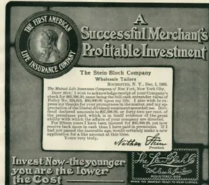 1904 Seguro de Vida Mutuo Primera Banca Financiera Americana Anuncio en Papel Original 4508 - Imagen 1 de 2