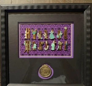WDW Disney Haunting Spells Haunted Mansion Attraction Letters Framed Pin Set - Picture 1 of 3