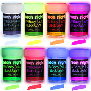 UV Body Paint Set | Blacklight Glow Makeup Kit | Fluorescent Face Paints 