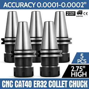 CAT40 ER32 Collet Chuck 5PCS 2.75'' Gage Length 8000RPM Chuck Tool Holder Set