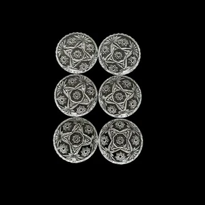 Set 6 Vintage Anchor Hocking Early American Prescut Clear Coasters Star of David - Picture 1 of 4