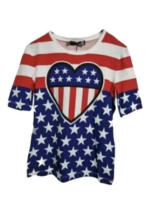 Love Moschino Usa Flag/heart T Shirt Uk 10 BNWT - Picture 1 of 7