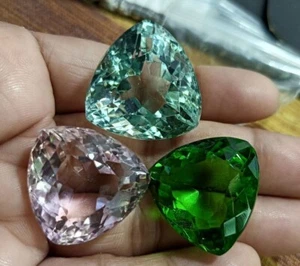 165 Ct 3 PCS Natural Trillion Cut VVS Topaz EGL Certified Gemstone Lot 3 Color - Picture 1 of 8
