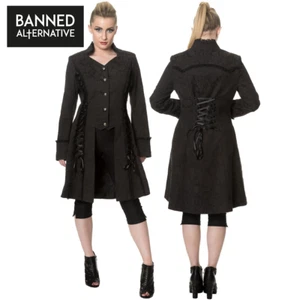 Banned Apparel Power Becomes Her Gothic Steampunk Jacquard Waistcoat Coat Jacket - Picture 1 of 6