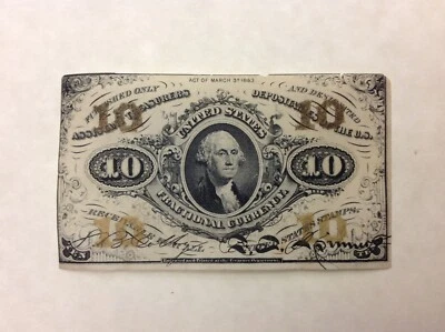 ~US FRACTIONAL CURRENCY SPECIMEN 10 CENTS - THIRD ISSUE FR 1251 SP OBVERSE - Image 1 of 2