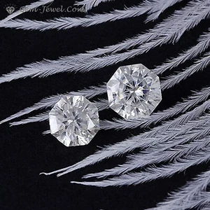 Antique 4 MM To 11 MM Full White Octagon Brilliant Cut Loose Moissanite For Ring - Picture 1 of 8
