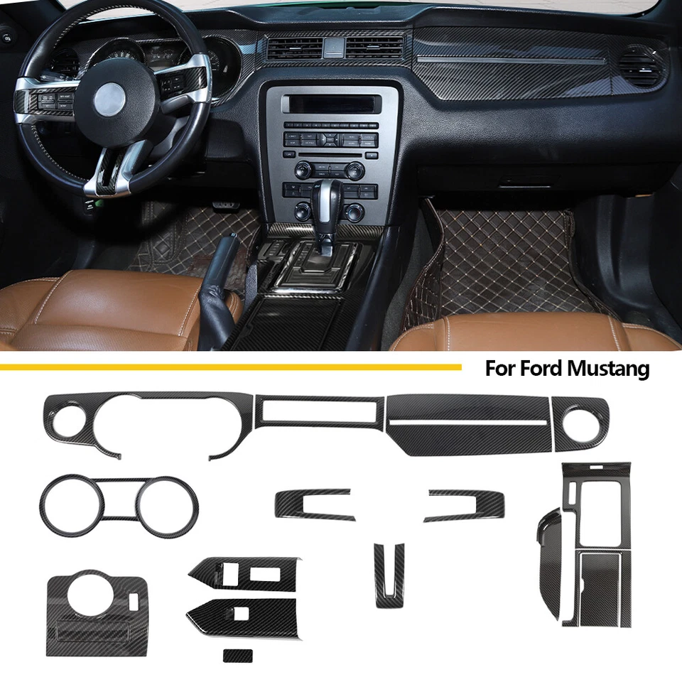 17x Carbon Fiber Center Console Full Decor Trims Kit For Ford Mustang 2010-2013 Foto 1 de 4