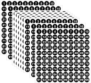 1 to 100 Number Stickers, 2500Pcs 25 Sheets Vinyl Number Stickers Self-Adhesive - Picture 1 of 8