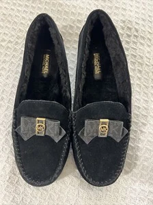 Michael Kors ERICA Slipper Fur/Suede/Canvas Slipper Loafer Moccasins Size 7.5 - Picture 1 of 13