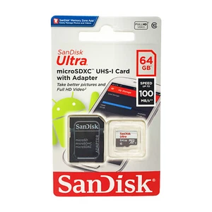 SanDisk Ultra MicroSD SDXC 64GB UHS-I Class 10 Card With Adapter 100Mb/s Lot - Picture 1 of 4