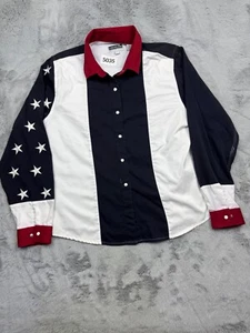 Panhandle Slim Shirt Womans Large Stars and Stripes Pearl Snap Western Wear - Picture 1 of 7