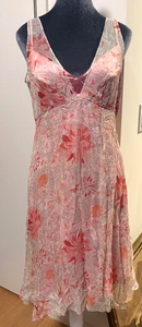 Vestido Muñeca Bebé Elie Tahari Pequeño/8 Rosa Transparente Floral Seda Transparente Forrado Sin Mangas Y2K - Imagen 1 de 16