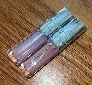 Lot Of 2 L’Oreal Plump Ambition Lip Oil In 101 (Crystal Clear) & 601 (worth It) - Picture 1 of 4