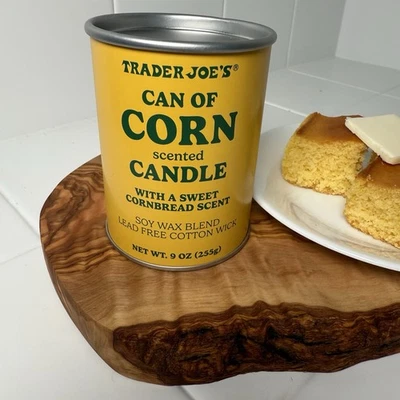 Trader Joe’s Can of Corn Scented Candles 9oz Soy Wax Sweet Cornbread - Image 1 of 4