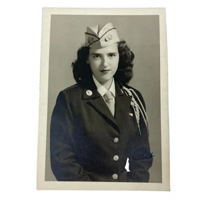 Foto Ritratto Epoca Seconda Guerra Mondiale Donna in Uniforme Legione Americana Ausiliare Vintage - Foto 1 di 11