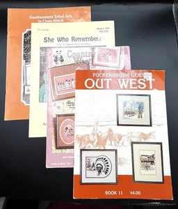 4 folletos de punto de cruz contados Southwestern Designs Puckerbush Tribal Arts West - Imagen 1 de 12