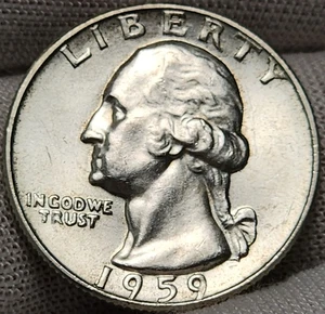 1959 D Washington Quarter 25C * Ottimo album di riempimento! Moneta Stati Uniti 90% Argento Q59d - Foto 1 di 2