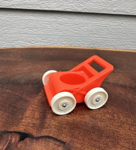 1972 Fisher Price Little People Vintage Baby Stroller Buggy Nursery Orange/Red - Picture 1 of 6