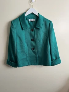 Tahari Women’s Emerald Green Classic Blazer Jacket Size 10 - Picture 1 of 6