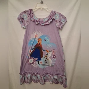 Purple Frozen Nightgown with Anna and Olaf Pajama Dress Size 9-10. - Picture 1 of 5