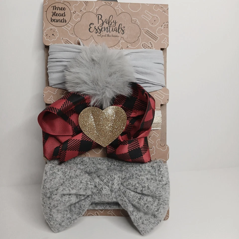 Baby Essentials 3 Christmas Headbands Infant 0-24 Months New - Image 1 of 4