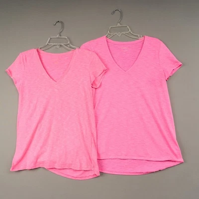 Lilly Pulitzer Etta V шеи верхний размер S розовый хлопок смесь футболка V шеи лот из двух - Изображение 1 из 4
