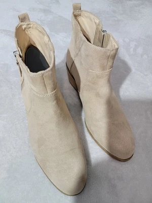 Dr Scholls Botines Mujer 8M Beige Sin Ley Imitación Gamuza Plantilla Cómoda Western Foto 1 de 4