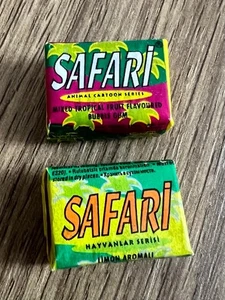 1997 Safari Bubble Gum Set 2 Pcs- Animal Cartoon Series - Vintage Turkish Sealed - Picture 1 of 6