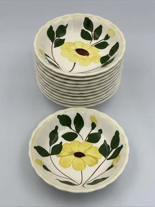 Lot Of 12 Hand Painted 5.25” Blue Ridge Southern Pottery Yellow Nocturne Bowls - Picture 1 of 9