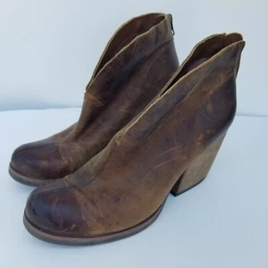 Kork Ease Booties Women's 7.5 Brown Leather Back Zip Block Heels - Picture 1 of 13