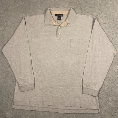 Banana Republic 衬衫男式 XL Polo 橄榄球长袖学院风经典休闲灰色 — 第 1/4 张图片