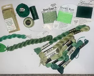 16 X Needlepoint/Embroidery THREAD DMC SILK COTTON Bundle Sampler Of Green - Picture 1 of 3