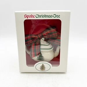 Spode Christmas Tree Teapot Mini Ceramic Porcelain w/Bow Ornament Vintage - Picture 1 of 4