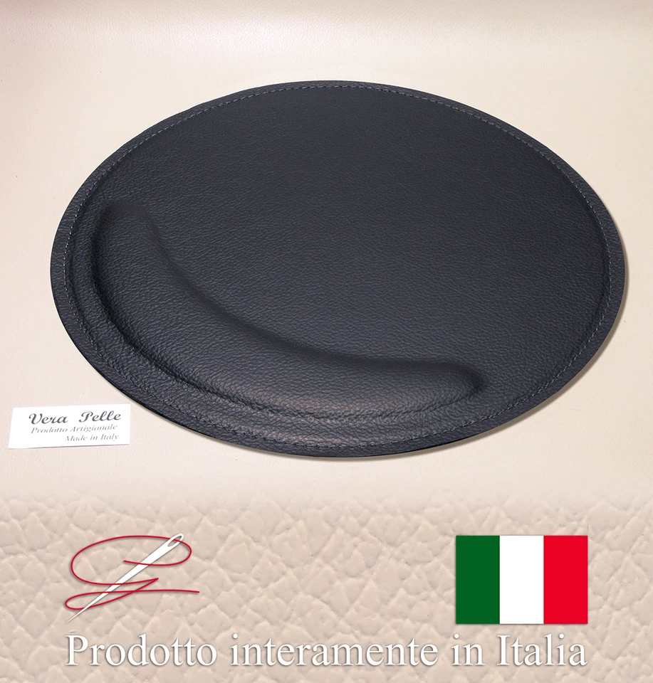 PREGIATISSIMO TAPPETINO PER MOUSE ROTONDO VERA PELLE MADE IN ITALY IDEA REGALO - Immagine 1 di 1