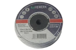 Discos de corte de metal VEWERK by BERGEN 3" 75 mm x 1,6 mm x 10 mm 25 piezas B8009 - Imagen 1 de 1