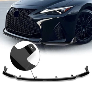 [3PCS] FOR 21-25 2022 LEXUS IS350 F-SPORT V-STYLE GLOSSY BLACK FRONT BUMPER LIP - Picture 1 of 9