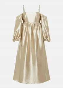 NEU 109€ Rachel Stevens x OASIS Satin Midikleid Metallic Gold 14 42 40 - Bild 1 von 12