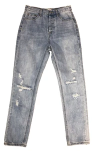 Blank Paige Light Wash Distressed Ripped Blue Jeans Womens Size S Button Fly - Picture 1 of 7