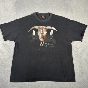Camisa De Colección Harley Davidson Para Hombres 2XL Negra Desteñida Calavera de Toro Western Motorcycle Y2K - Imagen 1 de 9
