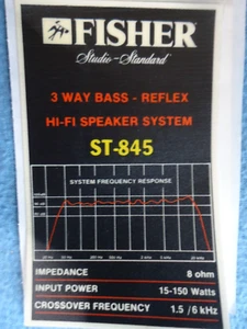 Fisher ST-845 gebrauchtes Bewertungsetikett, Aufkleber Paar - Bild 1 von 2