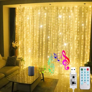 300LED Curtain Fairy Lights Garden Indoor Outdoor Party Window Wall String Light - Picture 1 of 27