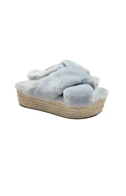 Alpargata plataforma correderas Miu Miu azul claro piel de oveja correa cruzada talla 37 Foto 1 de 4