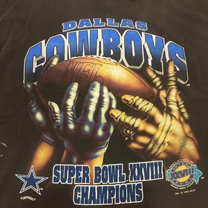 Vintage 90s Dallas Cowboys Atlanta Single Stitch Unisex Super Bowl Shirt Nutmeg - Picture 1 of 9