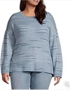 a.n.a . Crew Neck Long Sleeve Blue Sweater Women’s Plus Size 2X NWT - Picture 1 of 9