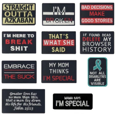 UK Embroidered Patches Sew On transfers Hook Loop appliques badges Many Patterns - Image 1 of 4