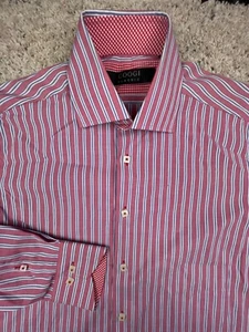 COOGI Classic Long Sleeve Button Up Shirt Striped Red Blue 15.5 32/33 Medium - Picture 1 of 8