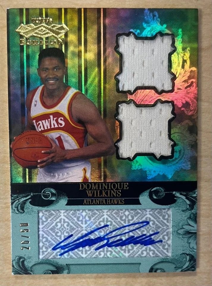 2007-08 Topps Echelon Доминик Уилкинс Авто Двойная Футболка /50 ЗОЛОТО #TEADR-DWI - Изображение 1 из 2