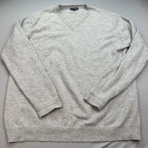 Lands' End Sweater Mens XL Gray 100% Cashmere V Neck Soft Lightweight Pullover - Picture 1 of 17